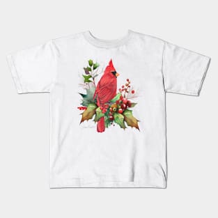 Cardinal Christmas on Shiplap A Kids T-Shirt